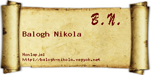 Balogh Nikola névjegykártya